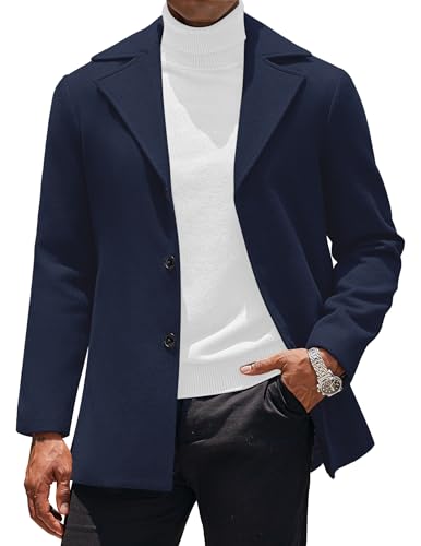 COOFANDY Mens Winter Coats Notched Collar Overcoat Slim Fit Dress